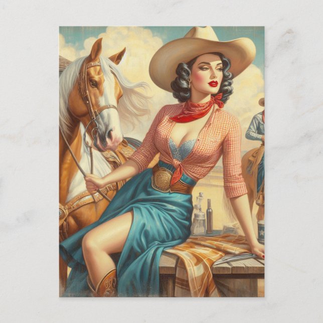 Carte Postale Vintage Cowgirl (Devant)