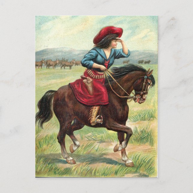 Carte postale vintage Cowgirl (Devant)
