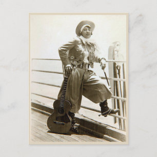 Carte Postale Vintage Cowgirl avec Guitare Photo