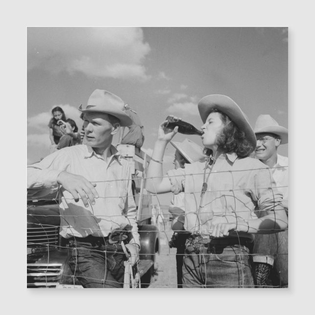 Carte postale vintage Cowgirl et Cowboy (Devant)