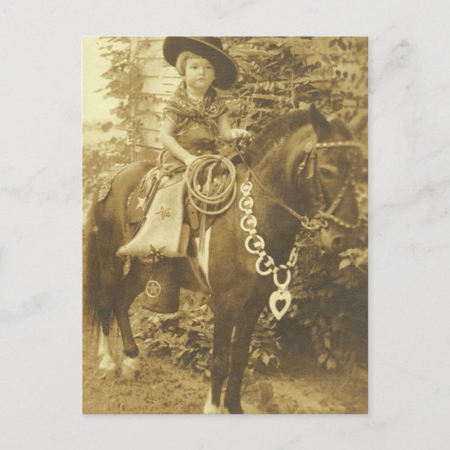 CARTE POSTALE vintage COWGIRL/INVITATION (Devant)