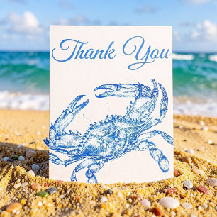 Carte postale vintage crabe bleu - merci