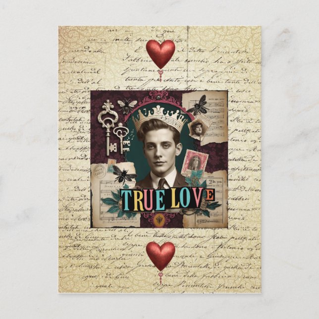Carte Postale Vintage Crowned Gentleman "True Love" (Devant)