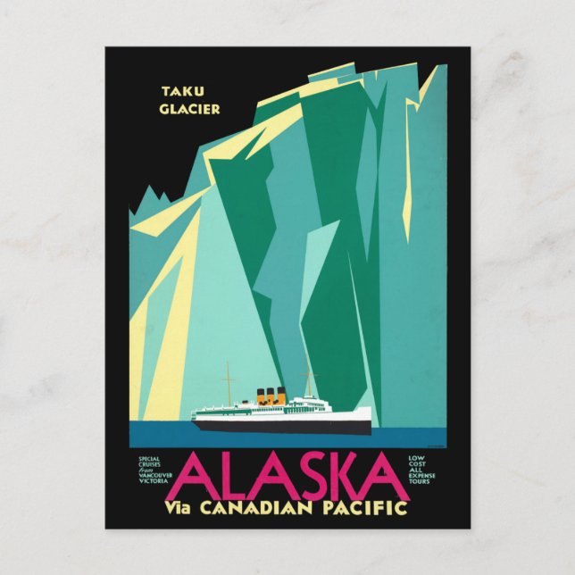 Carte Postale Vintage Cruise Line Alaska Glacier Travel (Devant)
