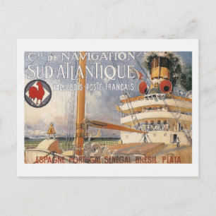Carte Postale Vintage Cruise Ship Travel Advertisement