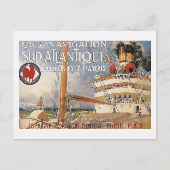 Carte Postale Vintage Cruise Ship Travel Advertisement (Devant)