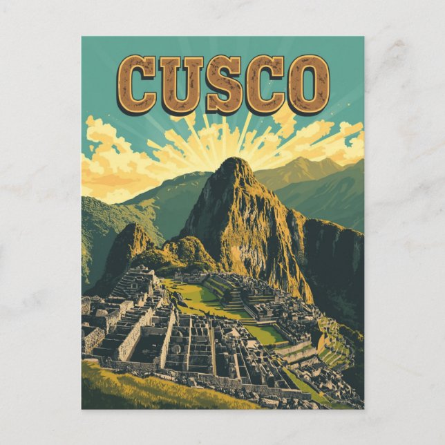 Carte Postale Vintage Cusco Peru Travel Poster Ruins (Devant)