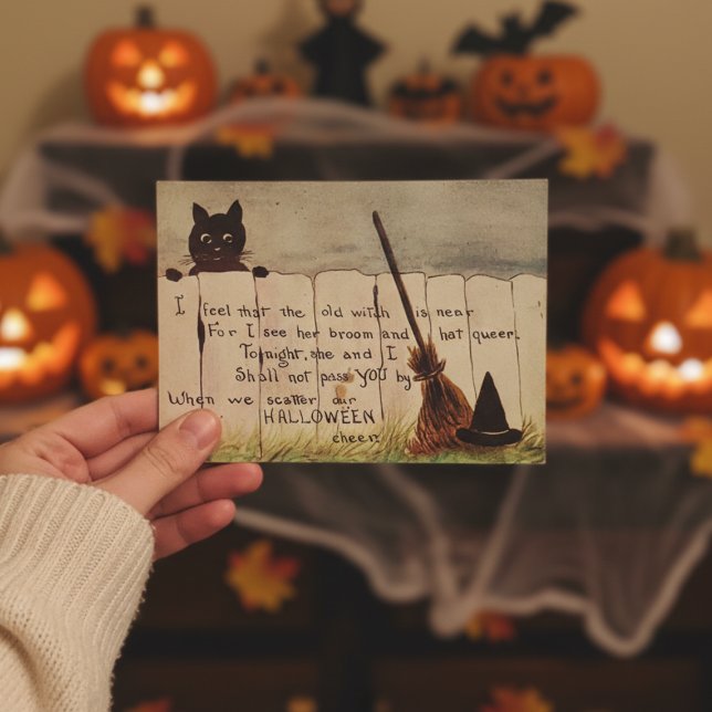 Carte postale vintage Cute Cat Pékin Halloween (Créateur téléchargé)