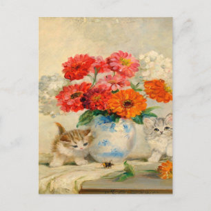Carte Postale Vintage Cute Kitten Meta Plückebaum's Oil Painting