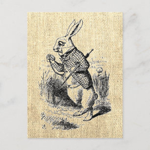 Carte postale Vintage d'Alice sur lapin blanc
