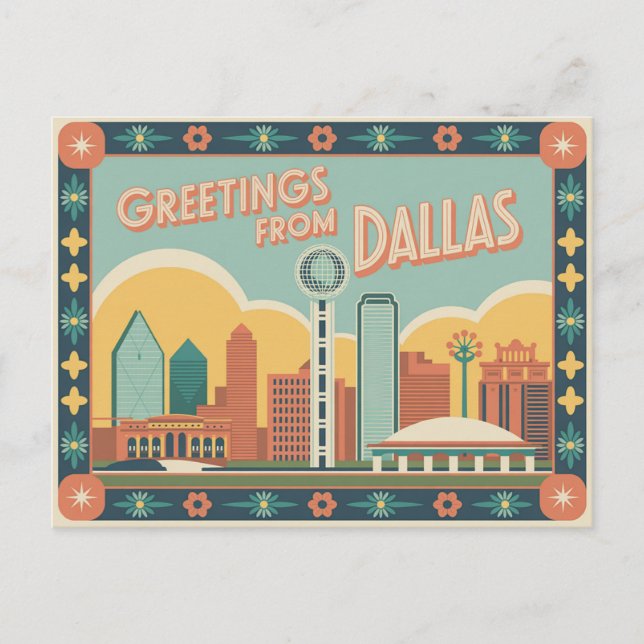 Carte postale vintage Dallas | Salutations de Dall (Devant)