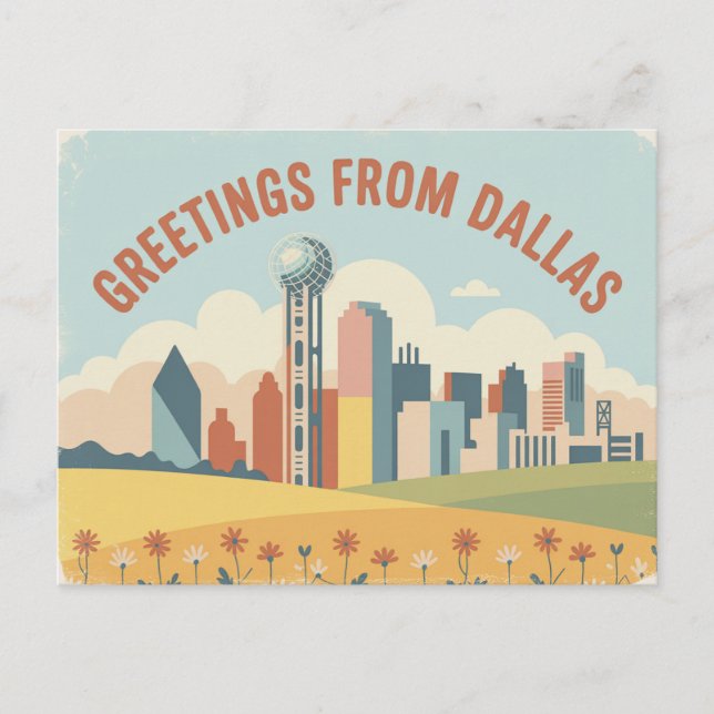 Carte postale vintage Dallas | Salutations de Dall (Devant)