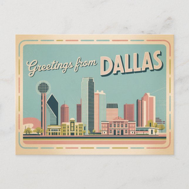 Carte postale vintage Dallas | Salutations de Dall (Devant)