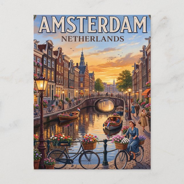 Carte postale vintage d'Amsterdam (Devant)