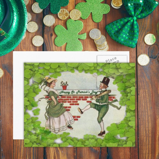 Carte Postale Vintage Dancing Irish Couple (Vintage Dancing Irish Couple Postcard)