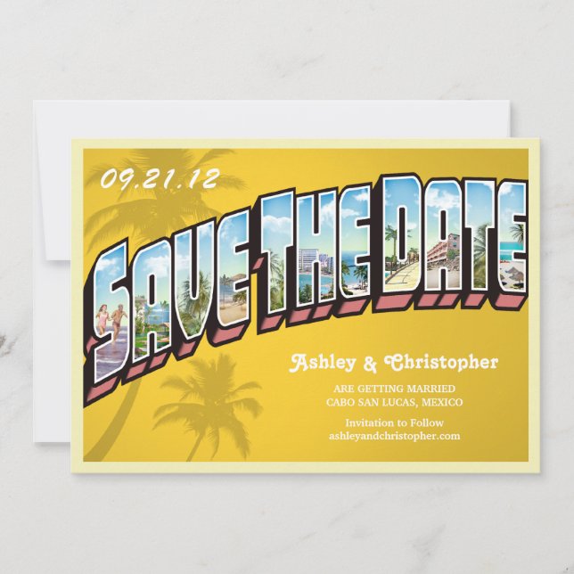 Carte postale vintage d'annonce de date de mariage (Devant)