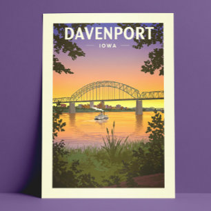 Carte Postale Vintage Davenport Iowa