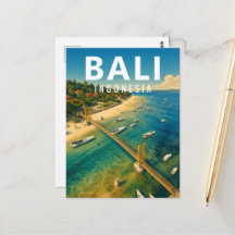 Carte postale vintage de Bali - Pont de Nusa Lembo