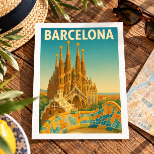 Carte postale vintage de Barcelone Espagne