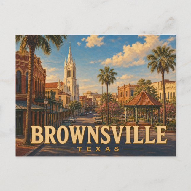Carte postale vintage de Brownsville Texas (Devant)