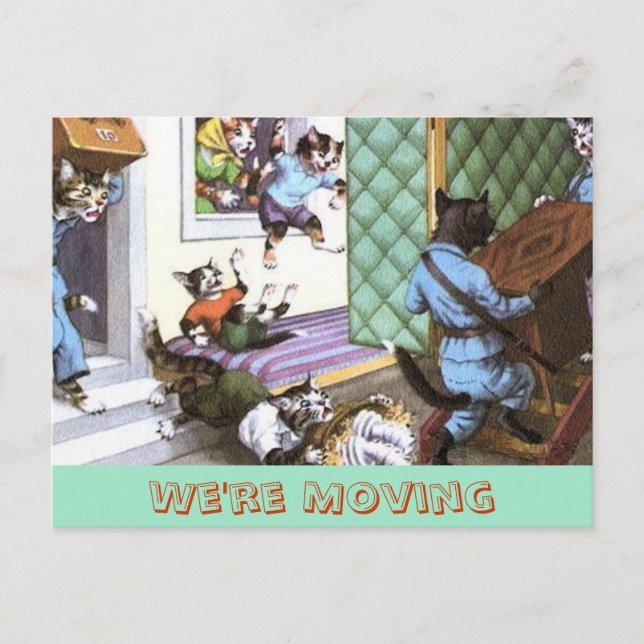 Carte postale vintage de changement d'adresse avec (Devant)