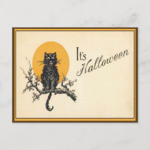 Carte postale vintage de chat pour Halloween