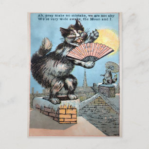Carte postale vintage de chat sur le toit