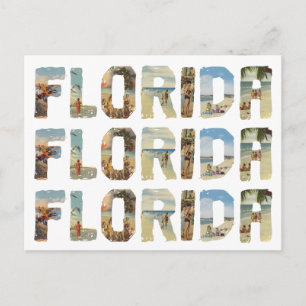 Carte postale vintage de Floride collage carte pos