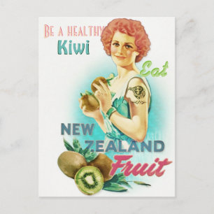 Carte postale vintage de fruit kiwi de Nouvelle-Zé