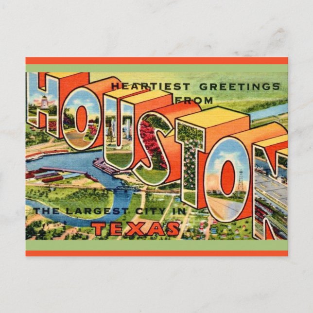 Carte postale vintage de Houston Texas (Devant)