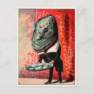 Carte postale vintage de huîtres victoriennes serv