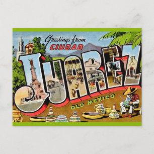 Carte postale vintage de Juarez Mexique salutation
