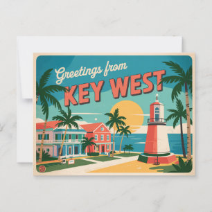 Carte postale vintage de Key West   Salutations de