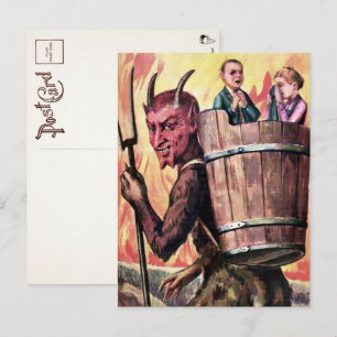 Carte postale vintage de Krampus souriant 