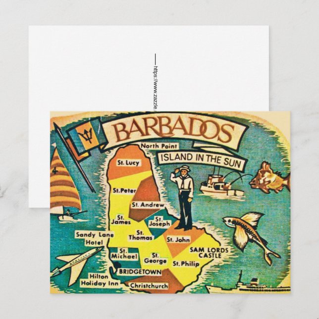 Carte postale vintage de la Barbade (Devant / Derrière)