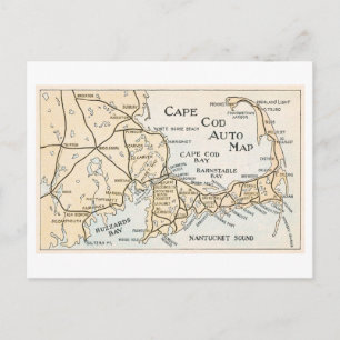 Carte postale vintage de la carte auto du Cap Cod