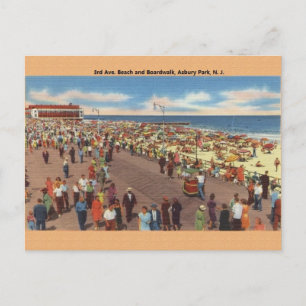 Carte postale vintage de la plage d'Asbury Park da