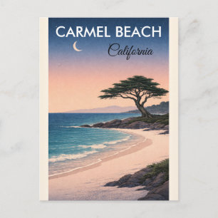 Carte postale vintage de la plage de Carmel en Cal