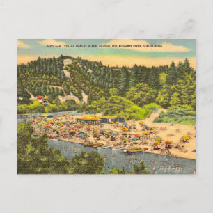 Carte postale vintage de la plage de la rivière ru