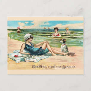 Carte postale vintage de la plage victorienne