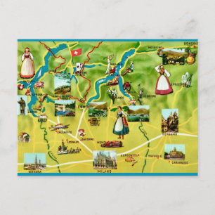 Carte postale vintage de la région des lacs italie