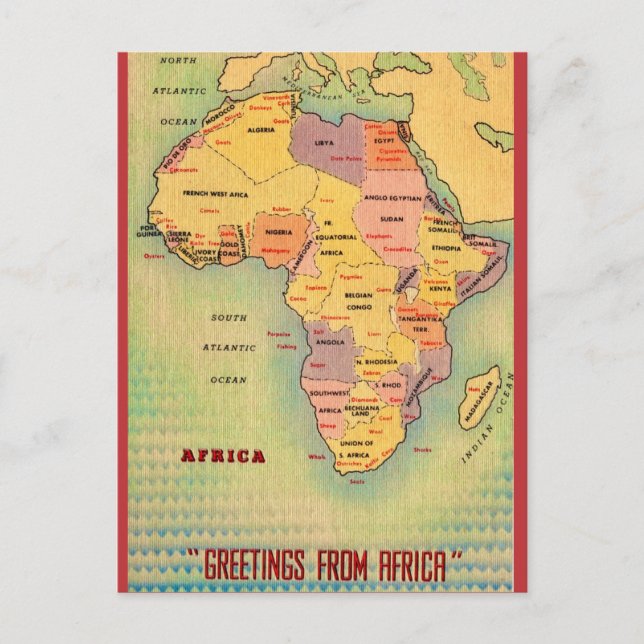 Carte postale vintage de l'Afrique (Devant)