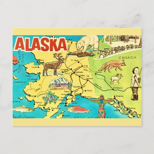 Carte postale vintage de l'Alaska (Devant)