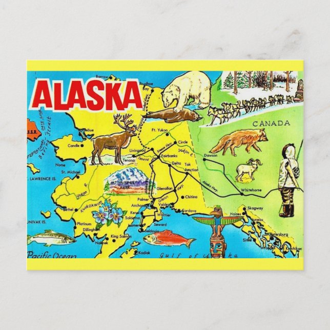 Carte postale vintage de l'Alaska (Devant)