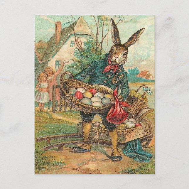 Carte postale vintage de lapin de Pâques (Devant)