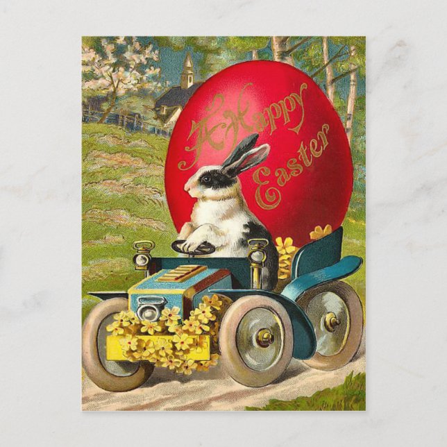 Carte postale vintage de lapin de Pâques (Devant)
