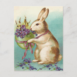 Carte postale vintage de lapin de Pâques