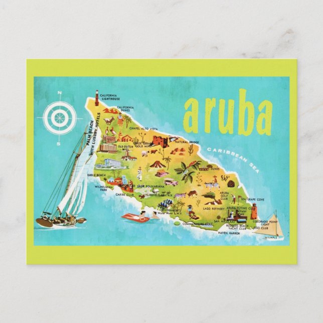 Carte postale vintage de l'île d'Aruba (Devant)