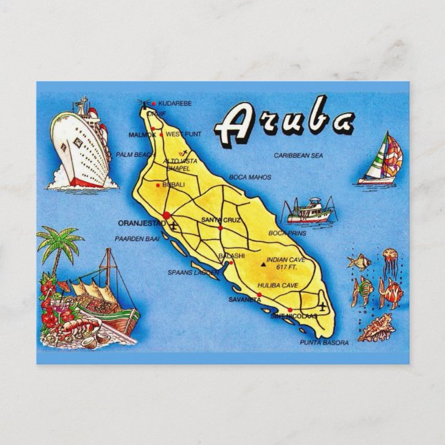 Carte postale vintage de l'île d'Aruba (Devant)