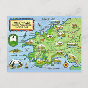 Carte postale vintage de l'ouest du Pays de Galles